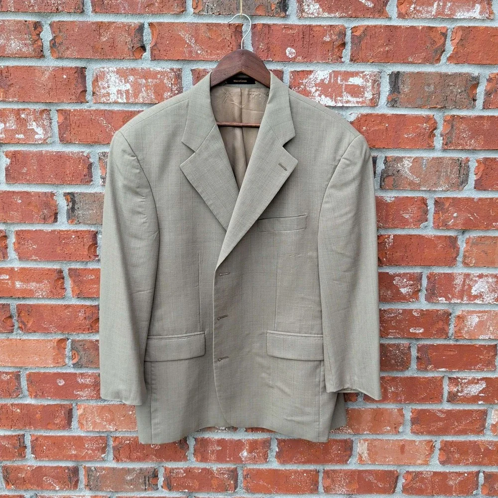 Chaps Ralph‎ Lauren Blazer Mens 44S Olive Tan 100% Virgin Wool Pinstripe Canada